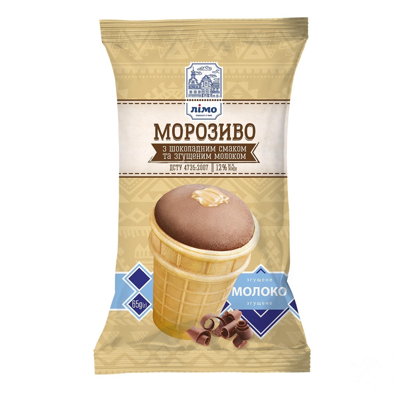 

Мороженое Лимо с шоколадом и сгущенным молоком 65г