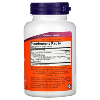 Alpha lipoic acid Now foods 120pcs Usa - buy, prices for Biotus - photo 2