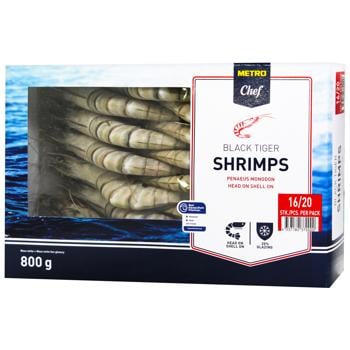 Metro Chef Frozen Black Tiger Shrimps 16/20pcs 800g