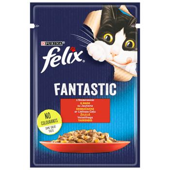Корм вологий Felix Fantastic з яловичиною для дорослих котів 85г - купити, ціни на MasterZoo - фото 1