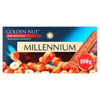 Шоколад молочний Millennium Golden Nut з цільними лісовими горіхами 100г - купити, ціни на Чудо Маркет - фото 1