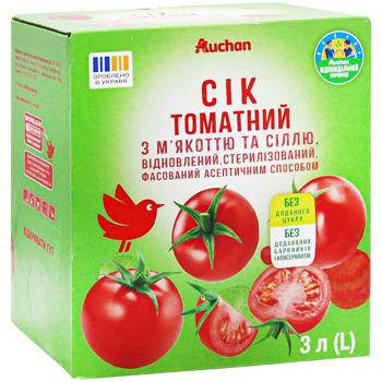 Сок Auchan томатный с мякотью и солью 3л - купить, цены на Auchan - фото 3