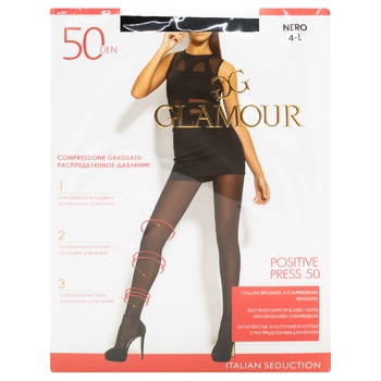 Колготи жіночі Glamour Positive Press 50ден р.4 nero