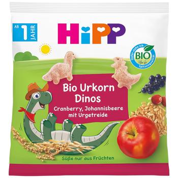 Снеки Hipp Динозаври з журавлиною та чорною смородиною 30г