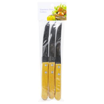 Table Knives for Meat with Wooden Handle 6pcs - buy, prices for COSMOS - photo 1