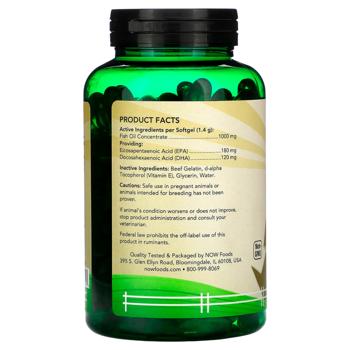 Омега-3 для кошек и собак, Omega-3 for Dogs/Cat, Now Foods, 180 капсул - купити, ціни на Біотус - фото 2