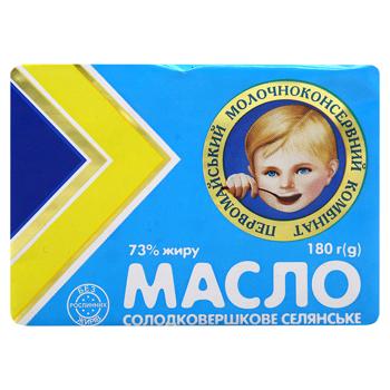 Масло Первомайский МКК Селянське сладкосливочное 73% 180г - купить, цены на - фото 3