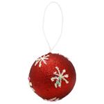 Украшение Шар ёлочный красный с узором 8см