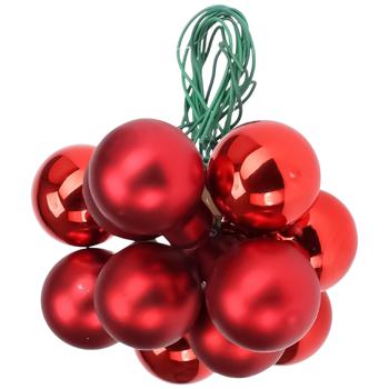 Шары елочные Koopman на металлической проволоке 2см 12шт красный