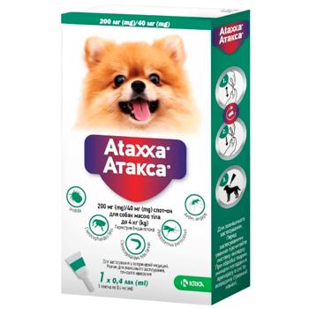 KRKA Ataxxa Drops on the Withers for Dogs from 1.5 to 4kg Against External Parasites 1 pipette