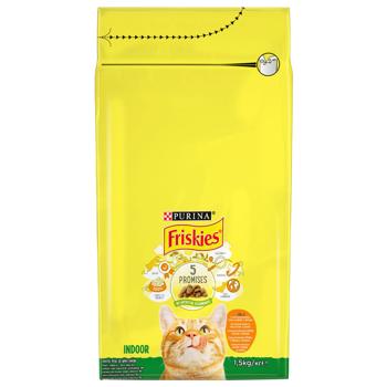 Корм сухой Friskies Indoor с курицей, индейкой и овощами для домашних кошек 1,5кг - купить, цены на Идеал - фото 1