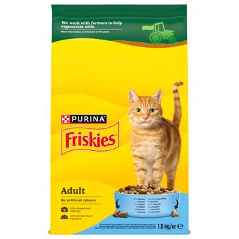 Корм сухой Friskies с лососем и овощами для кошек 1,5кг - купить, цены на КОСМОС - фото 1