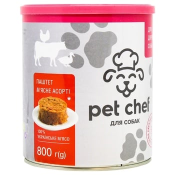 Паштет Pet Chef м'ясне асорті для собак 800г - купити, ціни на Auchan - фото 1