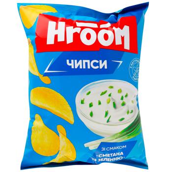 Чипси Hroom Сметана з зеленню 150г