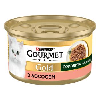 Корм вологий Gourmet Gold Соковита Насолода з лососем для дорослих котів 85г - купити, ціни на MasterZoo - фото 1