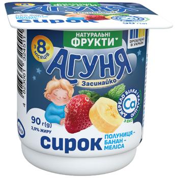 Творожок Агуня Клубника-банан-мелисса 3,9% 90г - купить, цены на КОСМОС - фото 1