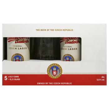 Подарунковий набiр пиво Budweiser Budvar original 5%ал з/б*0.5л+ - купити, ціни на МегаМаркет - фото 2