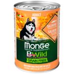 Корм вологий Monge Bwild Grain Free з лососем, гарбузом та цукіні для собак всіх порід 400г