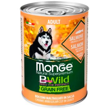 Корм влажный Monge Bwild Grain Free с лососем, тыквой и цуккини для собак всех пород 400г - купить, цены на MasterZoo - фото 1