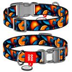 Waudog Nylon Dog Collar with QR Passport 28-40cm/20mm with Design of Oranges