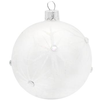 Шар елочный с декором серебряный 8см в ассортименте - купить, цены на - фото 2