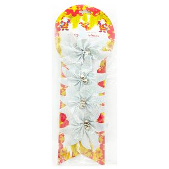 Set of Silver Flower Bows 4pcs 13*11cm