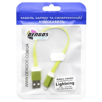 Кабель Dengos Lightning зарядки та синхронізації зелений 0,2м - купити, ціни на ULTRAMARKET - фото 1