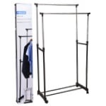 Adjustable Double Clothing Rack with 4 Wheels