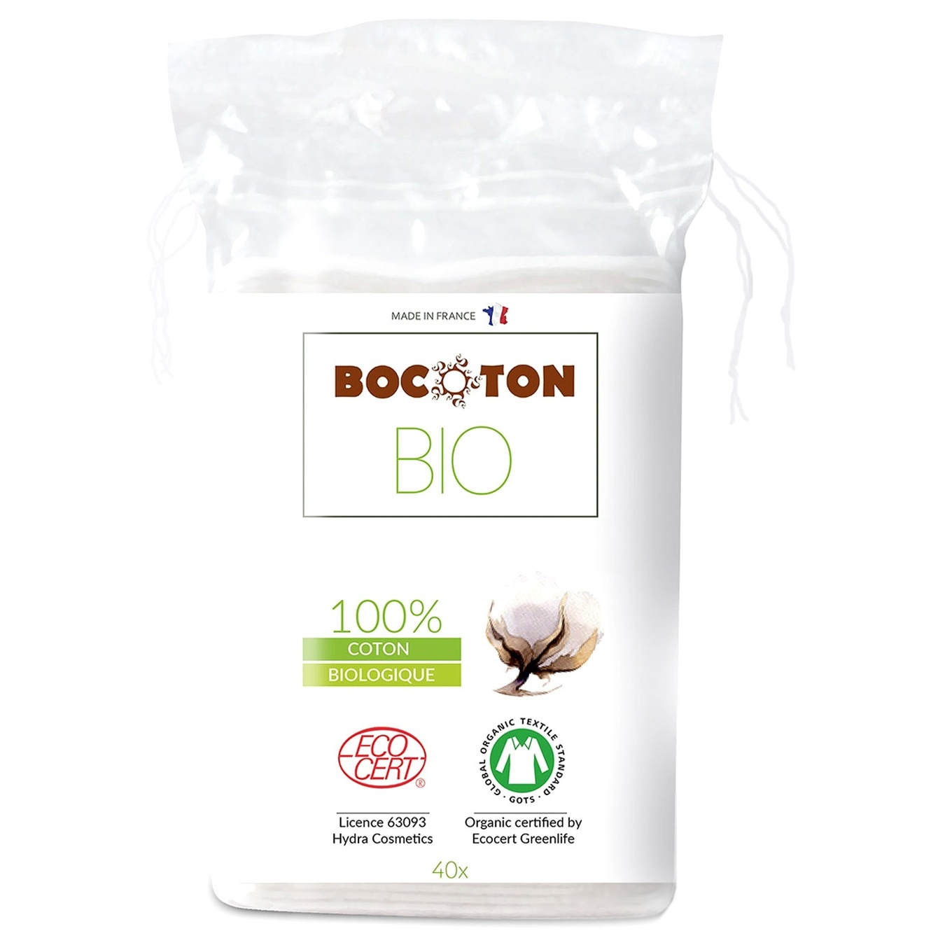 

Ватные диски Bocoton Bio органические квадратные 40шт