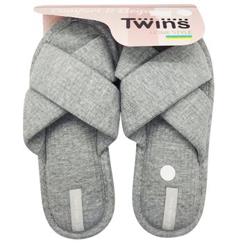 Twins 9180 HS-VL Women's Velour Сross Gray Slippers s.36/37 - buy, prices for Vostorg - photo 1