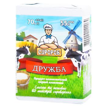 Продукт молокосодержащий сырный плавленый Сыророб Дружба 55% 70г - купить, цены на ЕКО Маркет - фото 1