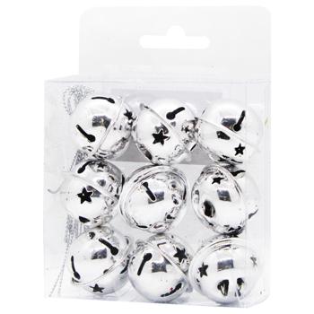 Набор круглых колокольчиков серебряные 9шт 3см - купить, цены на КОСМОС - фото 1