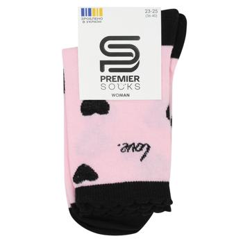 Шкарпетки жіночі Premier Socks Love+серця класичні з фістонами р.23-25 - купити, ціни на NOVUS - фото 4