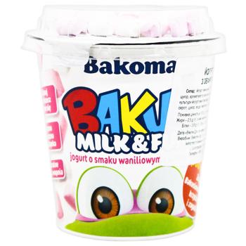 Bakoma Bakus Vanilla Yogurt with Marshmallows 2.5% 135g - buy, prices for METRO - photo 1