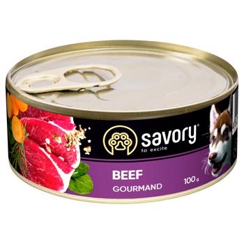 Savory Wet Food with Beef for Adult Dogs of All Breeds 100g - buy, prices for MasterZoo - photo 1