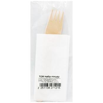 TCM Wooden Fork with Napkin Dinnerware Set 1pc