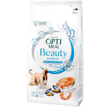 Корм сухий Optimeal Beauty Podium з морепродуктами для догляду за шерстю та зубами у собак всіх порід 1,5кг