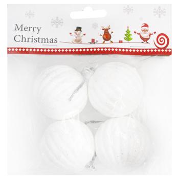 White Christmas Tree Balls 4pcs 5cm - buy, prices for COSMOS - photo 1