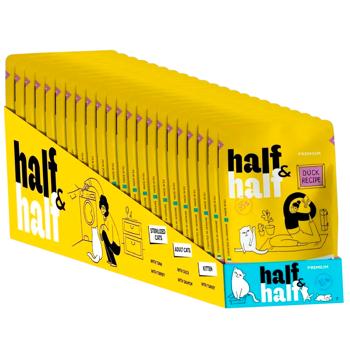 Упаковка вологого корму для котів Half&Half Adult 22 шт х 100 г - качка - купити, ціни на MasterZoo - фото 1