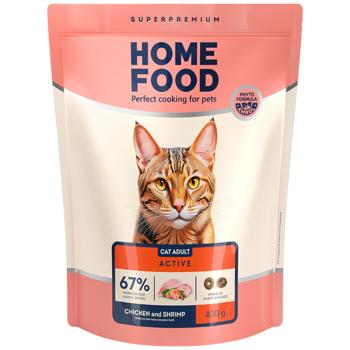 Home Food Dry Food with Chicken and Shrimp for Active Cats 400g