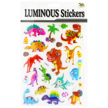 Dinosaurs Embossed Fluorescent Plastic Sticker 10*30cm
