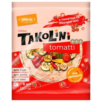 Лаваш Київхліб Takolini Tomatti з томатом та перцем чілі 120г - купити, ціни на ULTRAMARKET - фото 1