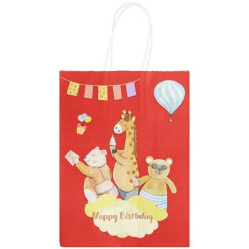 Пакет подарочный Зверята крафт 16х22х8см - купить, цены на Auchan - фото 2