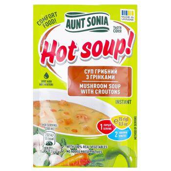 Суп грибной Тётя Соня Горячий супчик с гренками 15г - купить, цены на КОСМОС - фото 1