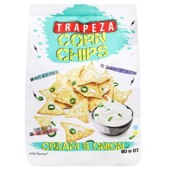 Чипси кукурудзяні Trapeza Сметана і цибуля 90г - купити, ціни на КОСМОС - фото 2