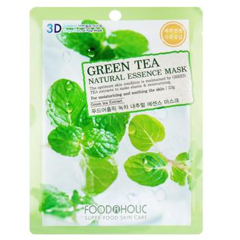 Foodaholic Natural Essence Green Tea Extract Fabric Facial Mask 23ml