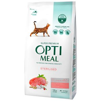 Корм сухой Optimeal с говядиной и сорго для стерилизованных кошек 1,5кг