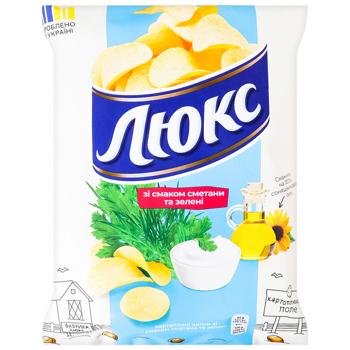 Lux Sour Cream and Greens Flavored Potato Chips 105g - buy, prices for NOVUS - photo 1