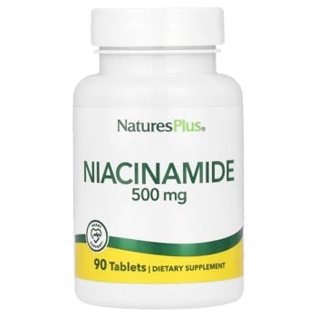 Ніацинамід, Niacinamide, Nature's Plus, 500 мг, 90 таблеток