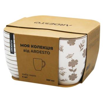 Набір чашок Ardesto Ravenna біло-бежевий 360мл 4шт - купити, ціни на За Раз - фото 1